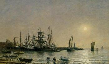 尤金 佈丹 Portrieux, Boats at Anchor in Port 尤金 佈丹 Portrieux, Boats at Anchor in Port